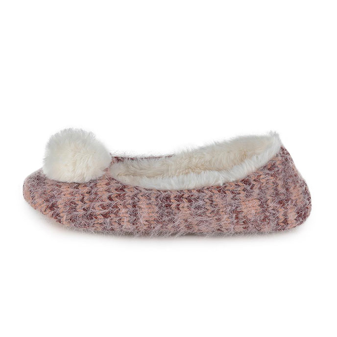 totes Ladies Fluffy knit Ballet Slipper Berry Extra Image 4